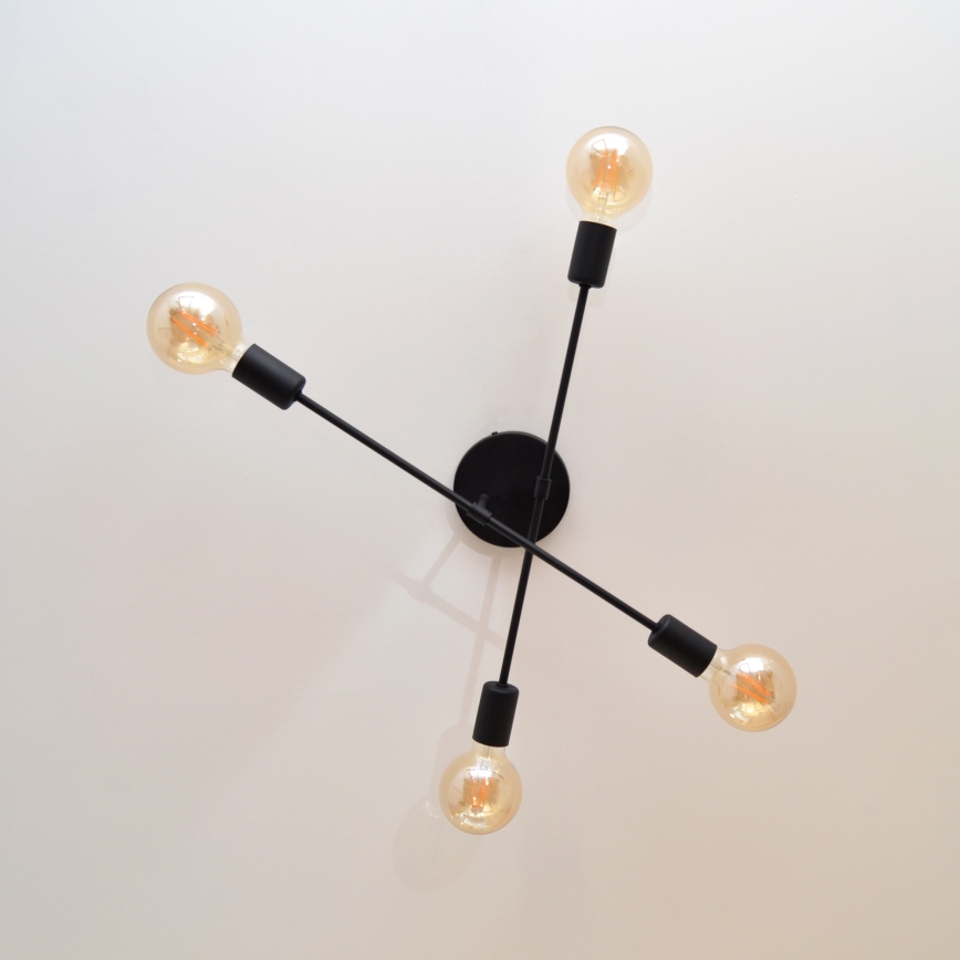 LED fäst ljuskrona CAMBRIDGE 4xE27/8W/230V svart