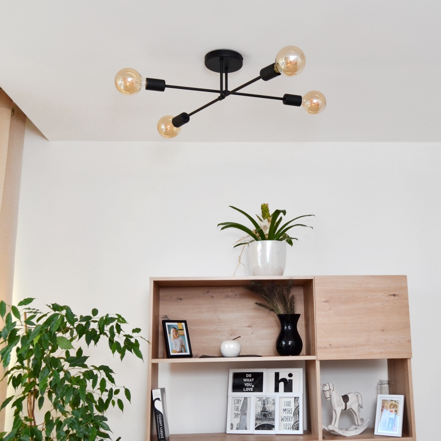 LED fäst ljuskrona CAMBRIDGE 4xE27/8W/230V svart