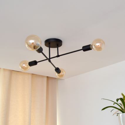 LED fäst ljuskrona CAMBRIDGE 4xE27/8W/230V svart