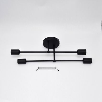 LED fäst ljuskrona CAMBRIDGE 4xE27/8W/230V svart