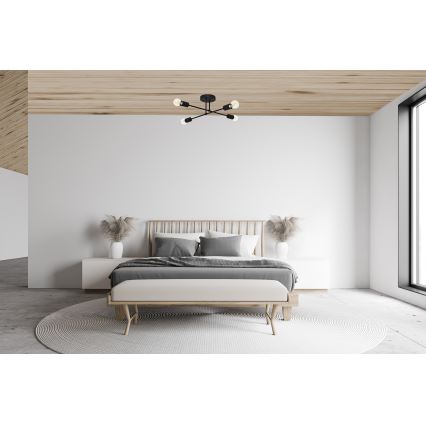 LED fäst ljuskrona CAMBRIDGE 4xE27/8W/230V svart