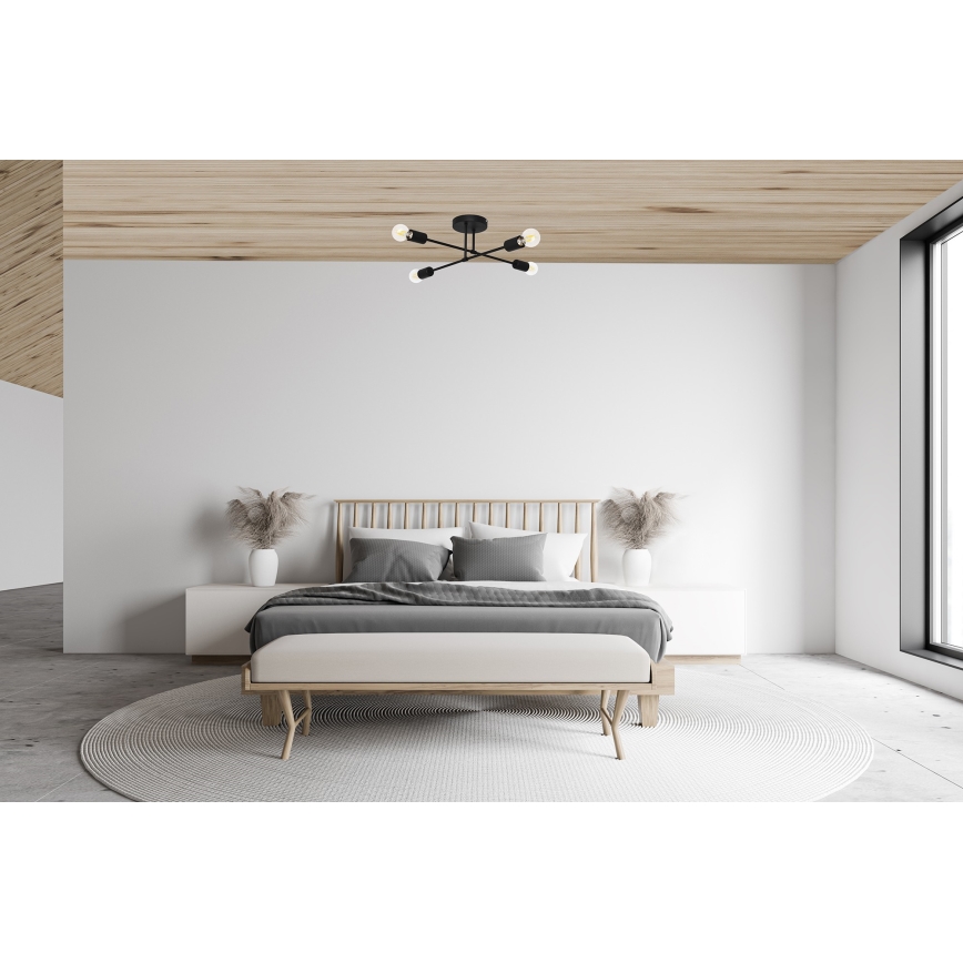 LED fäst ljuskrona CAMBRIDGE 4xE27/8W/230V svart