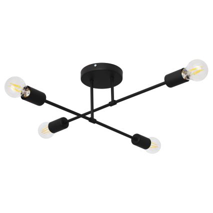 LED fäst ljuskrona CAMBRIDGE 4xE27/8W/230V svart