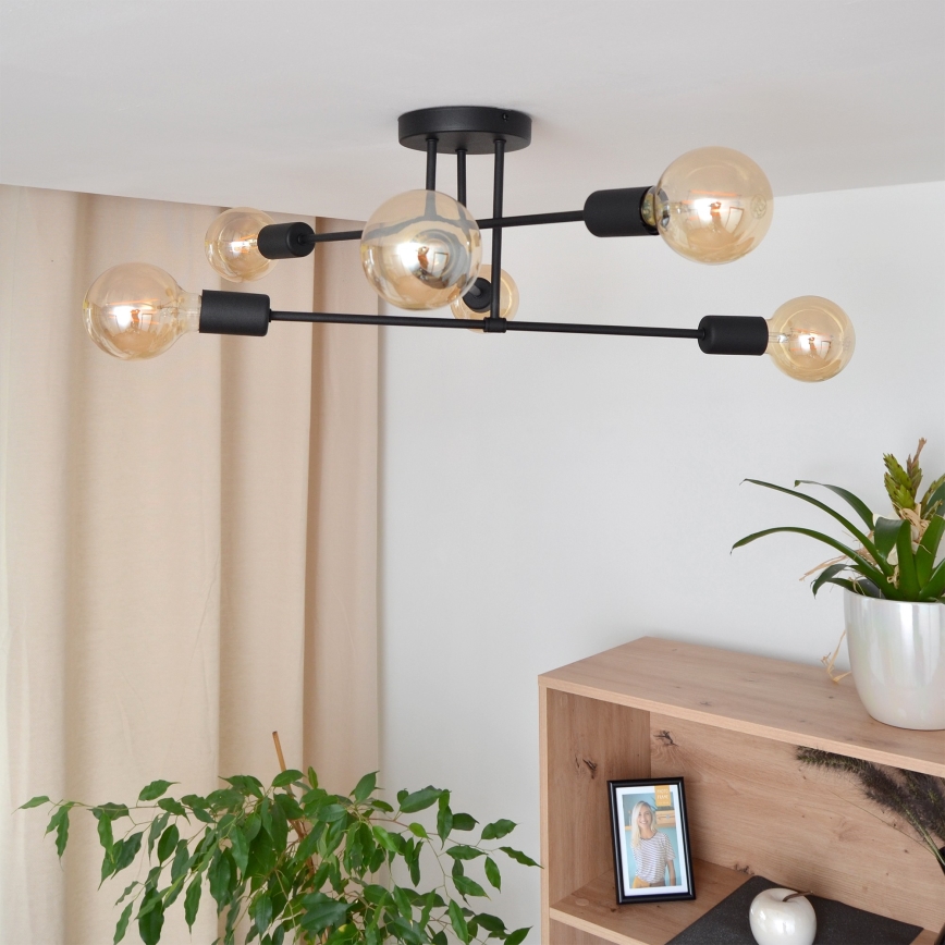 LED fäst ljuskrona CAMBRIDGE 6xE27/8W/230V svart