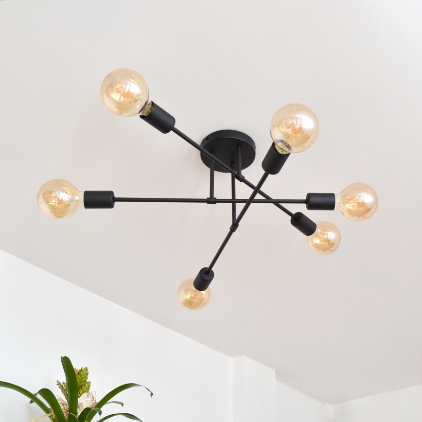 LED fäst ljuskrona CAMBRIDGE 6xE27/8W/230V svart