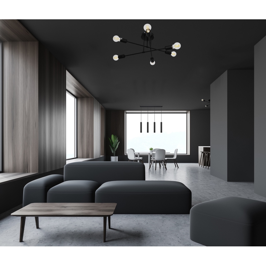 LED fäst ljuskrona CAMBRIDGE 6xE27/8W/230V svart