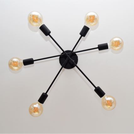 LED fäst ljuskrona CAMBRIDGE 6xE27/8W/230V svart