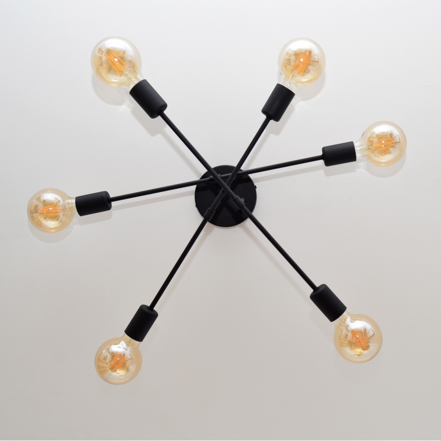 LED fäst ljuskrona CAMBRIDGE 6xE27/8W/230V svart