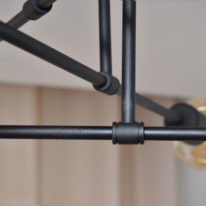 LED fäst ljuskrona CAMBRIDGE 6xE27/8W/230V svart