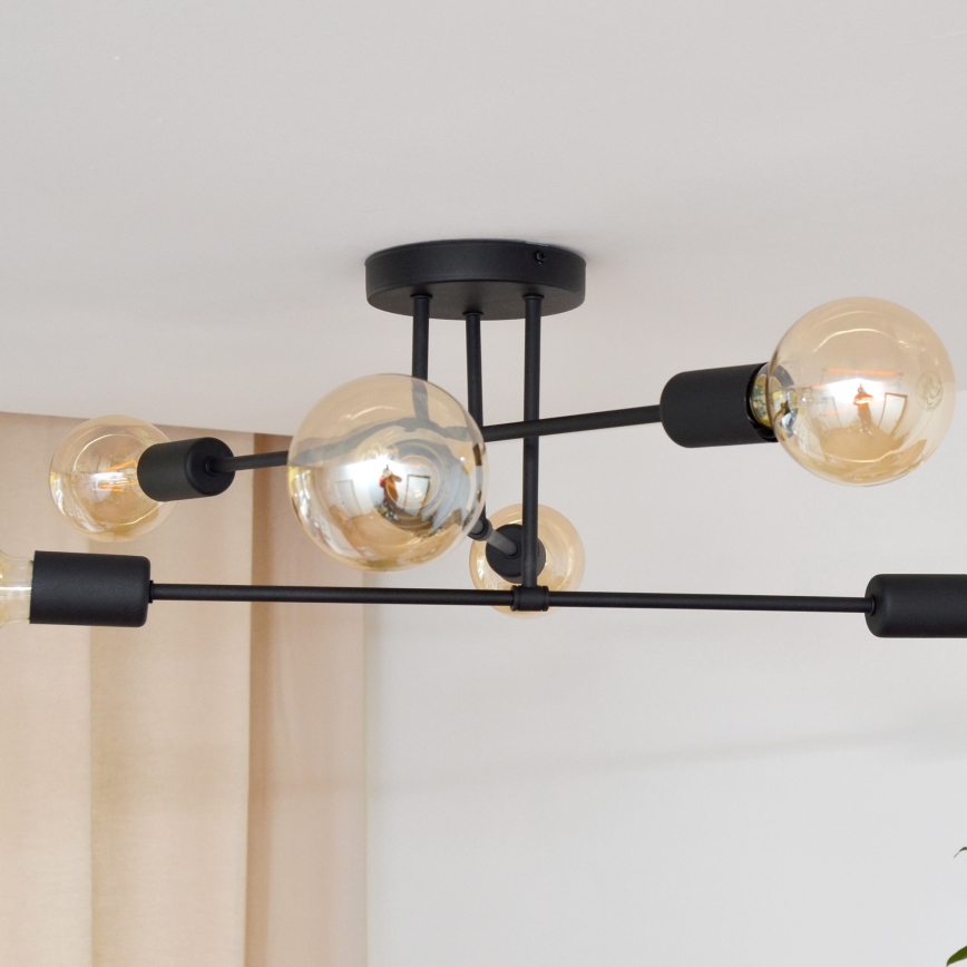 LED fäst ljuskrona CAMBRIDGE 6xE27/8W/230V svart