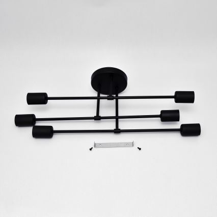 LED fäst ljuskrona CAMBRIDGE 6xE27/8W/230V svart