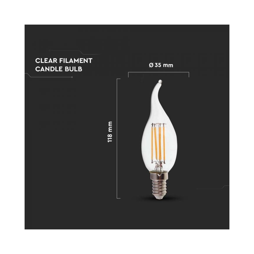 LED-filamentlampa E14/4W/230V 4000K