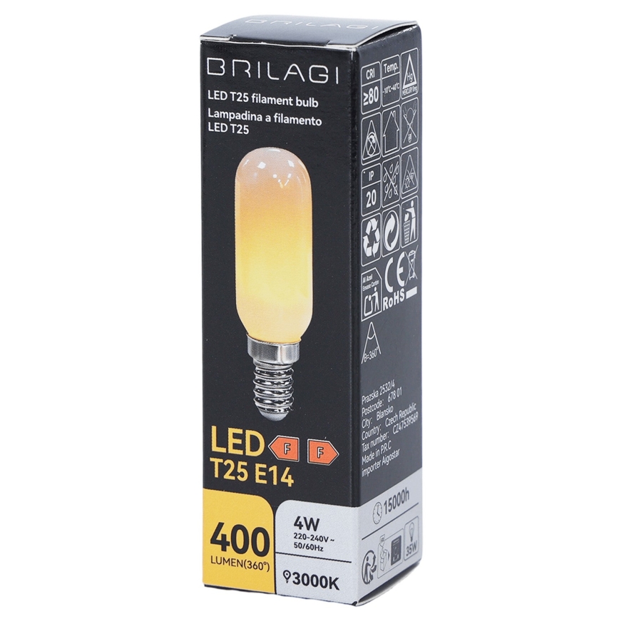 LED-filamentlampa T25 E14/4W/230V 3000K - BRILAGI