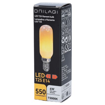 LED-filamentlampa T25 E14/6W/230V 3000K - BRILAGI