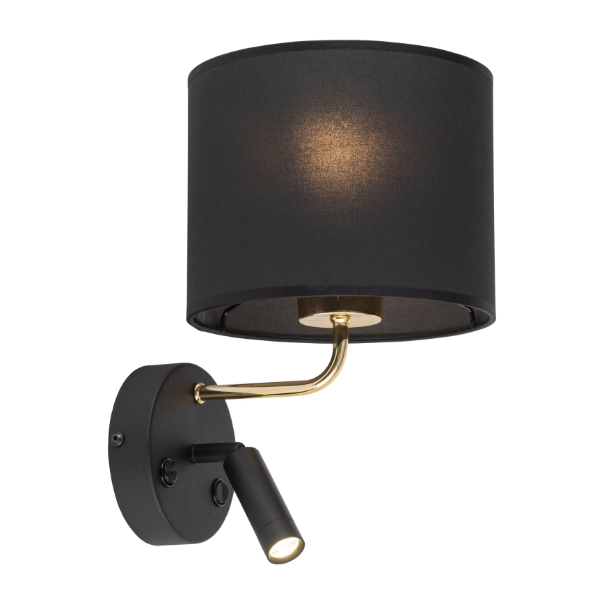 LED Flexibel belysning RICHI 1xE27/15W/230V + LED/3W/230V svart