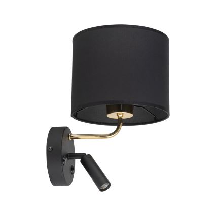 LED Flexibel belysning RICHI 1xE27/15W/230V + LED/3W/230V svart