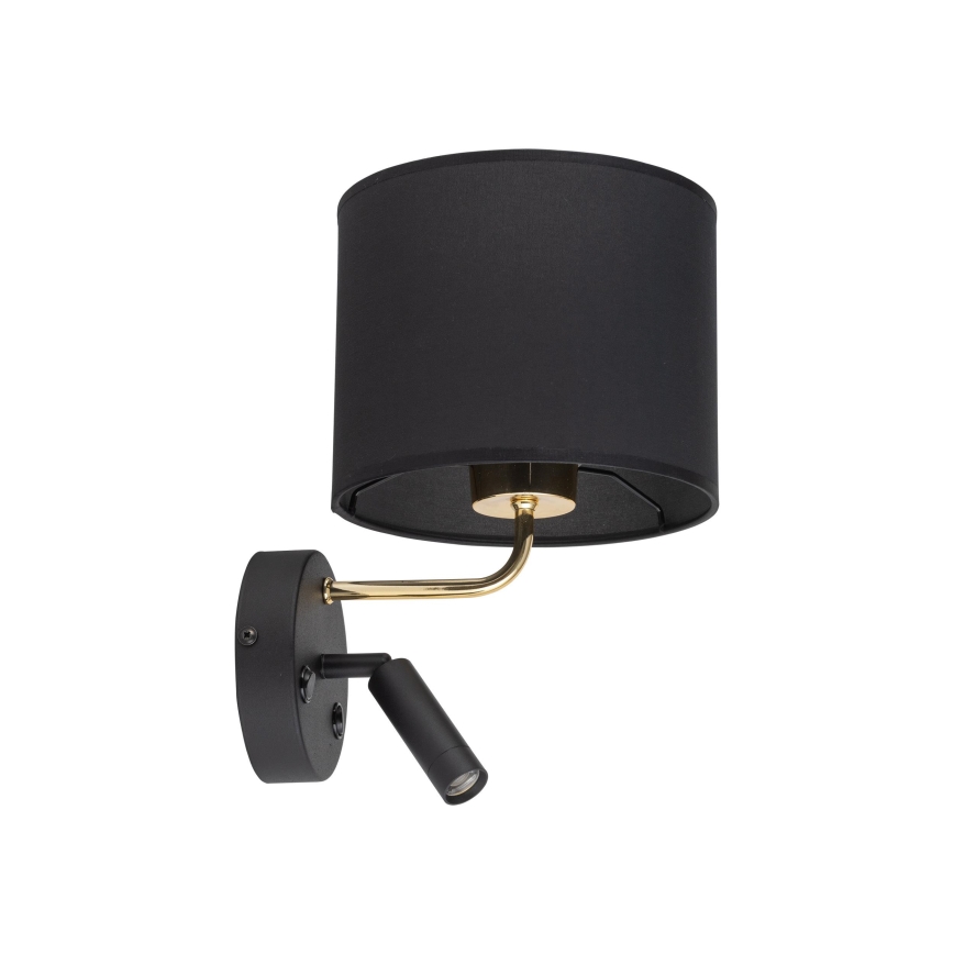 LED Flexibel belysning RICHI 1xE27/15W/230V + LED/3W/230V svart