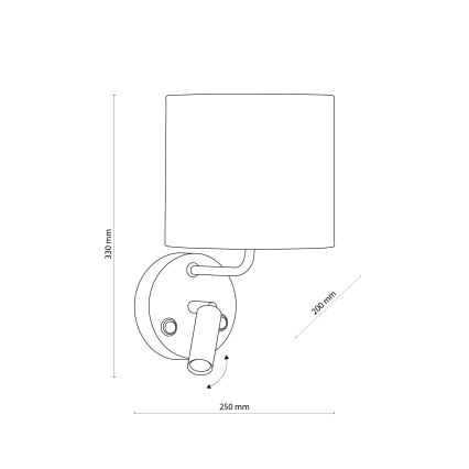 LED Flexibel belysning RICHI 1xE27/15W/230V + LED/3W/230V svart