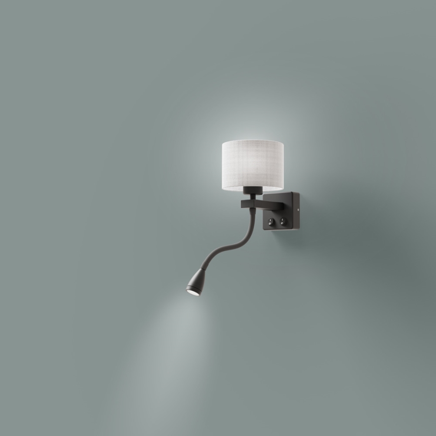 LED Flexibel belysning POLO 1xE27/40W+LED/2W 230V svart