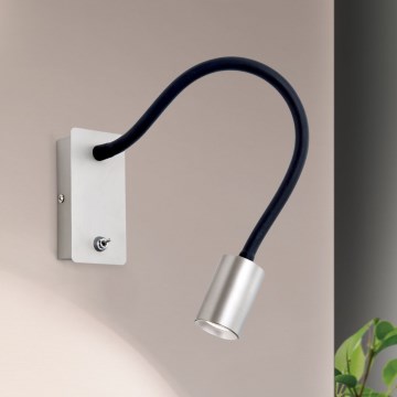 LED Flexibel liten vägg lampa KURT LED/5W/230V silver