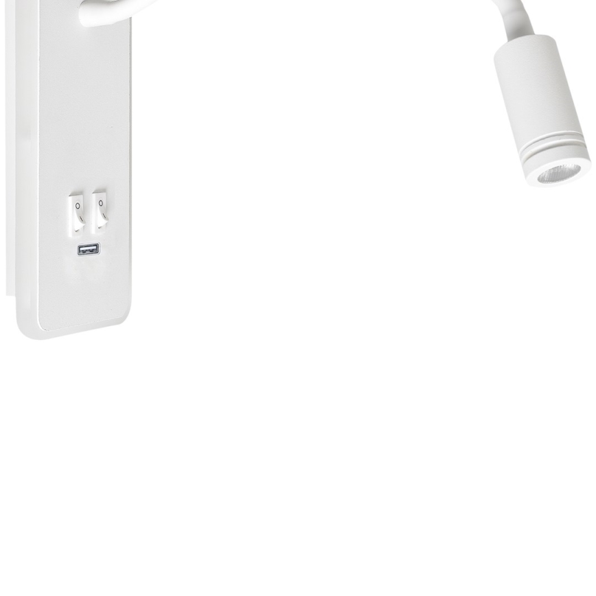 LED flexibel vägglampa med USB BASE LED/8W+LED/2W/230V vit