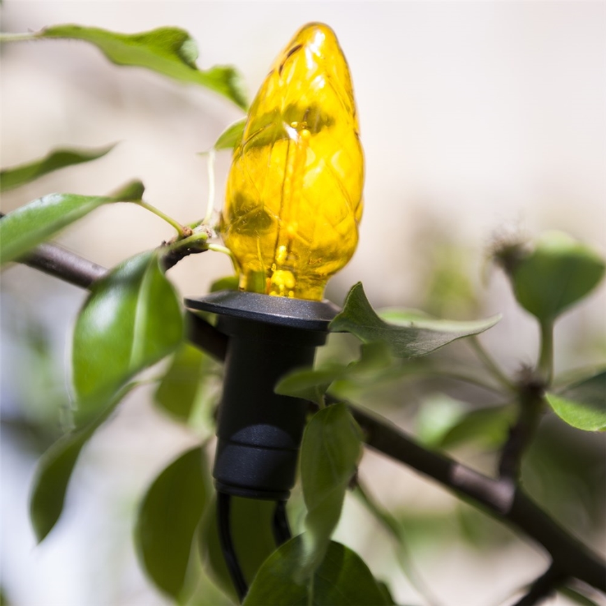 Kompletterings-LED-ljusslinga för utomhusbruk CONE FILAMENT 20xE10 14m, flerfärgad/varmvit, IP44, Tillverkad i EU