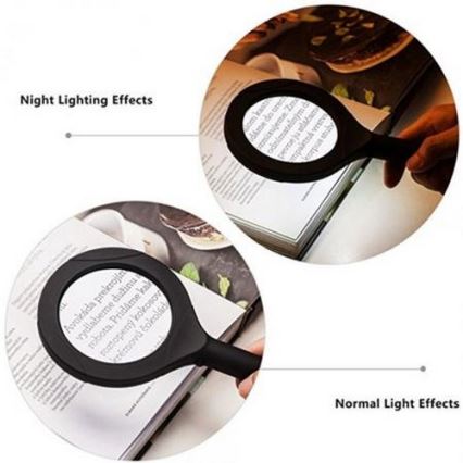 LED Förstoring 5×ZOOM med bakbelysning LED/3W/2xAA IP44