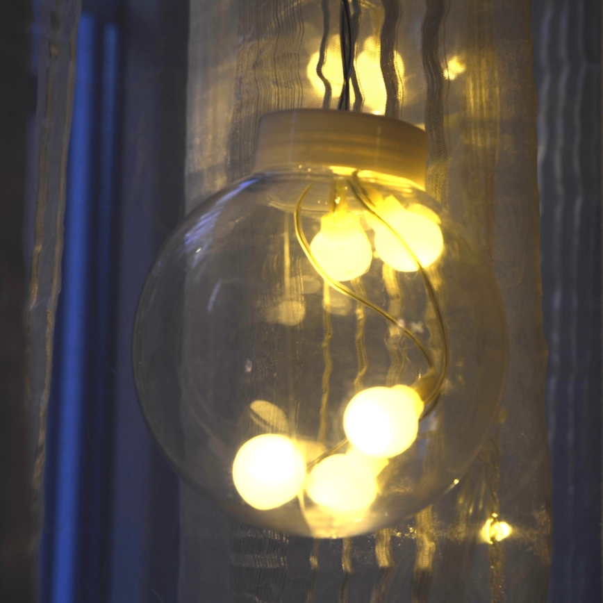 LED-gardin WISH BALLS, 108 LED, 8 funktioner, 4,5 m, varmvit