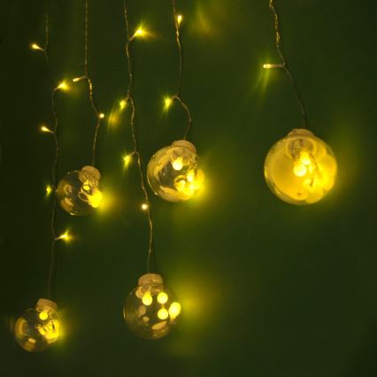 LED-gardin WISH BALLS, 108 LED, 8 funktioner, 4,5 m, varmvit