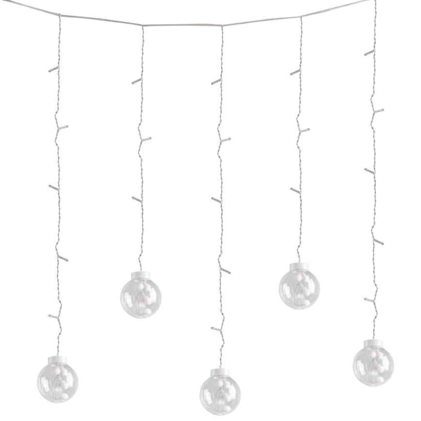 LED-gardin WISH BALLS, 108 LED, 8 funktioner, 4,5 m, varmvit