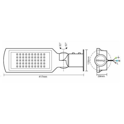 LED Gatlampa med sensor LED/50W/170-400V IP65