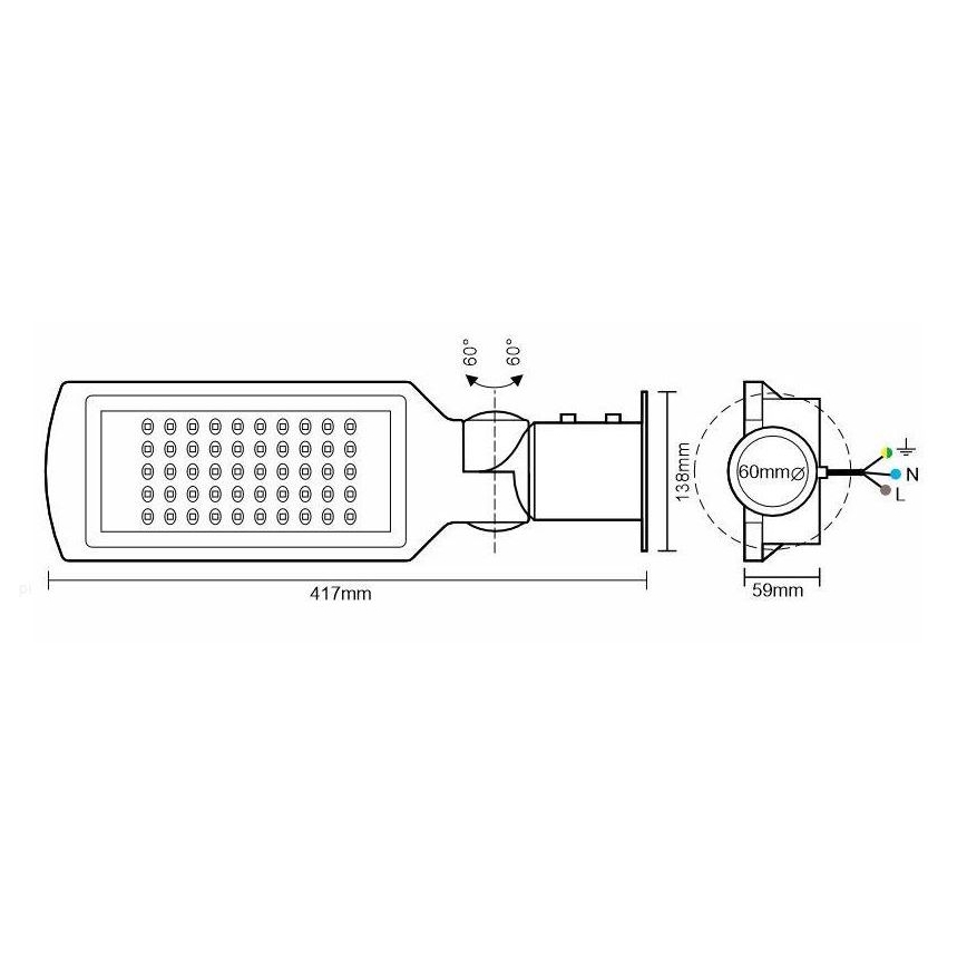LED Gatlampa med sensor LED/50W/170-400V IP65