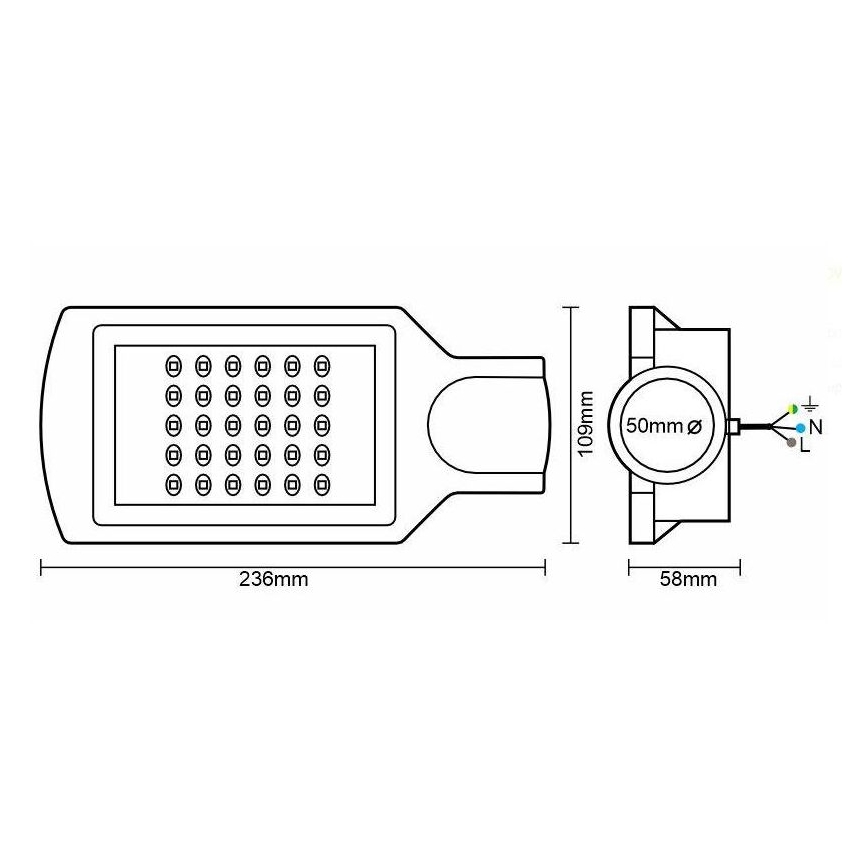LED gatulampa LED/30W/170-400V IP67