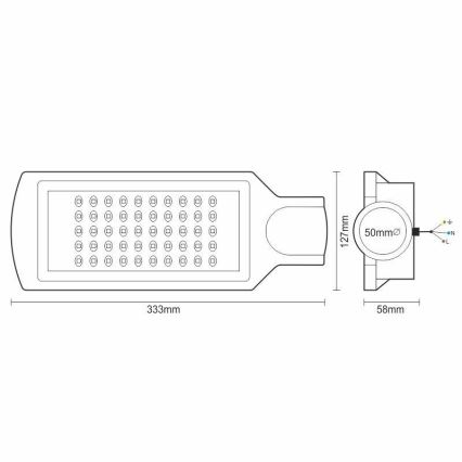 LED gatulampa LED/50W/170-400V 4000K IP65
