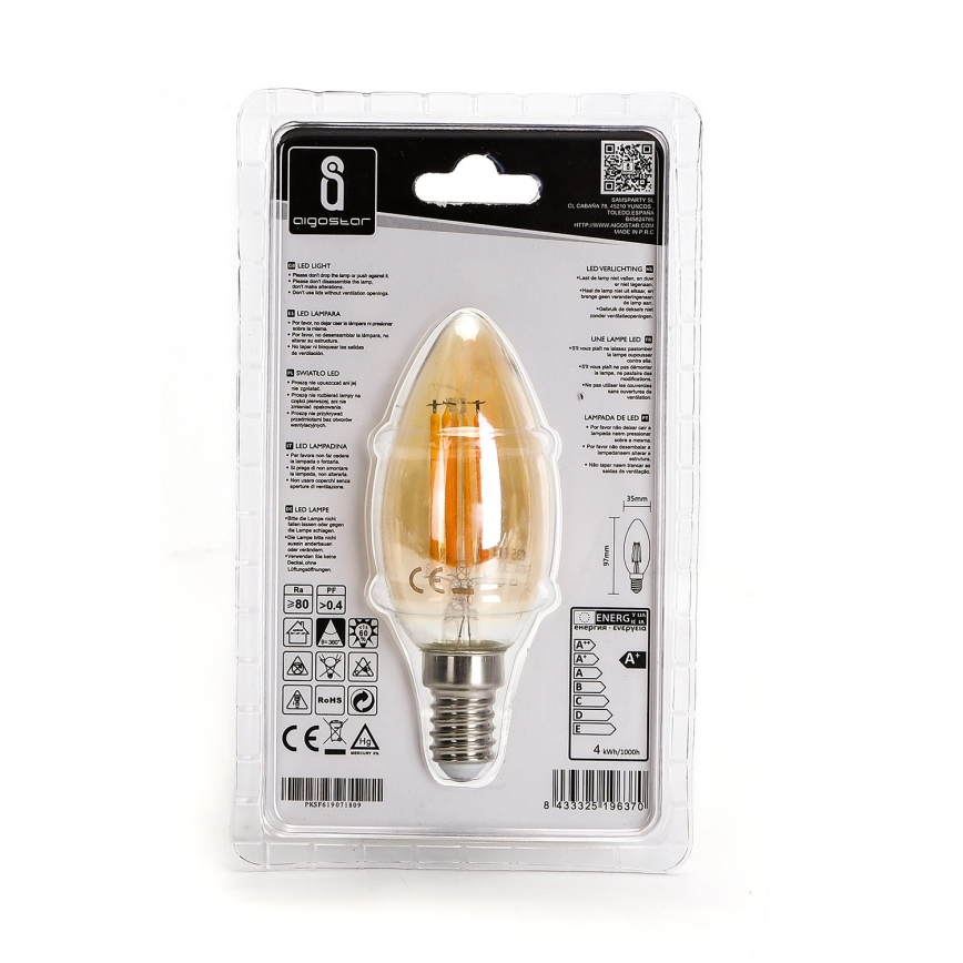 LED glödlampa C35 E14/4W/230V 2200K - Aigostar