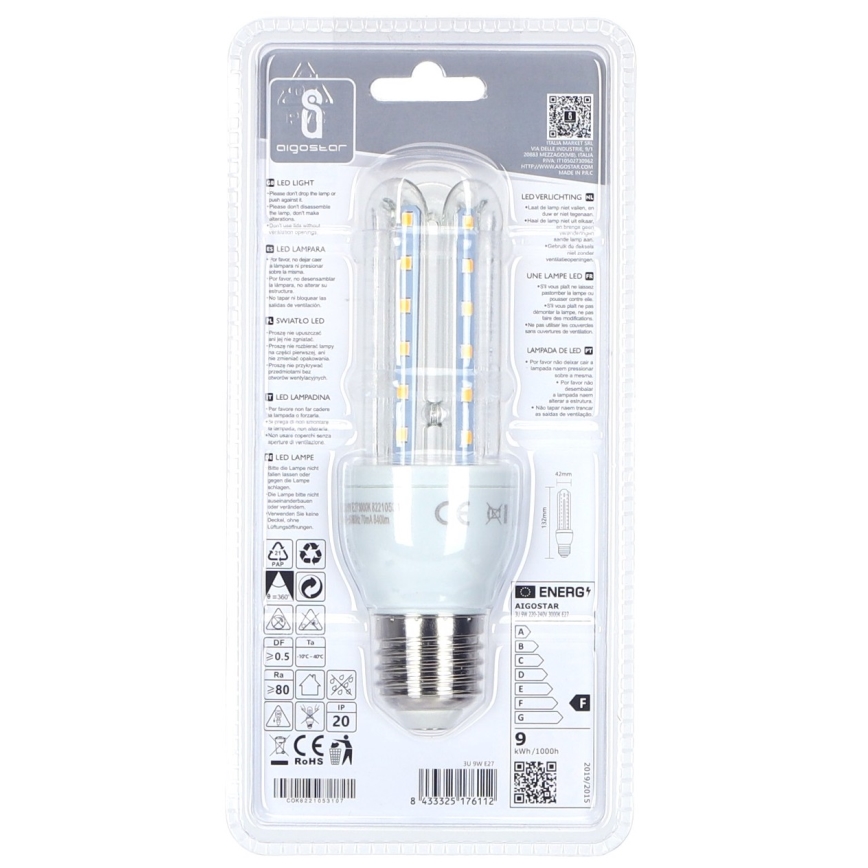 LED Glödlampa E27/9W/230V 3000K - Aigostar