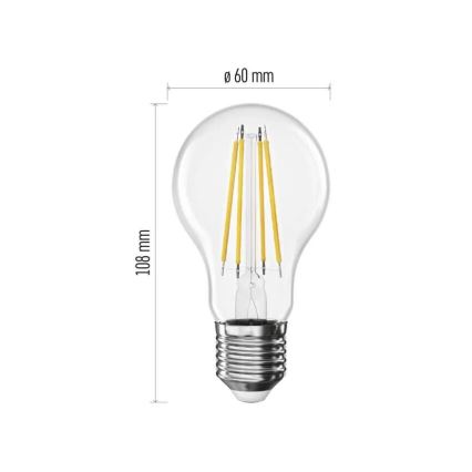 LED glödlampa FILAMENT A60 E27/5W/230V 4000K Energiklass A