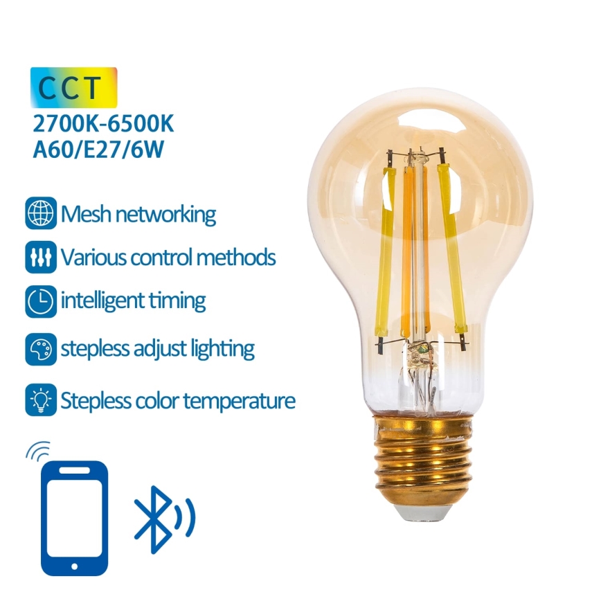 LED Ljusreglerad glödlampa FILAMENT MESH Smart A60 E27/6W/230V 2700-6500K - Aigostar