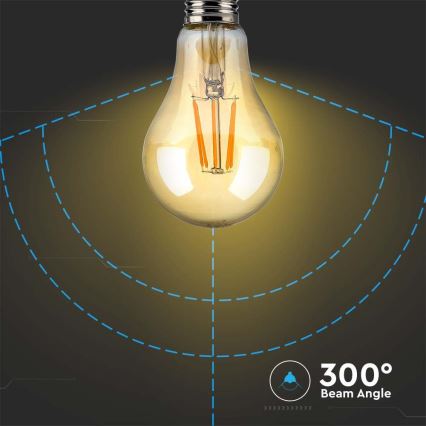 LED glödlampa FILAMENT AMBER A67 E27/10W/230V 2200K