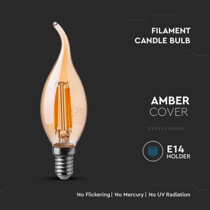 LED glödlampa FILAMENT AMBER E14/4W/230V 2200K
