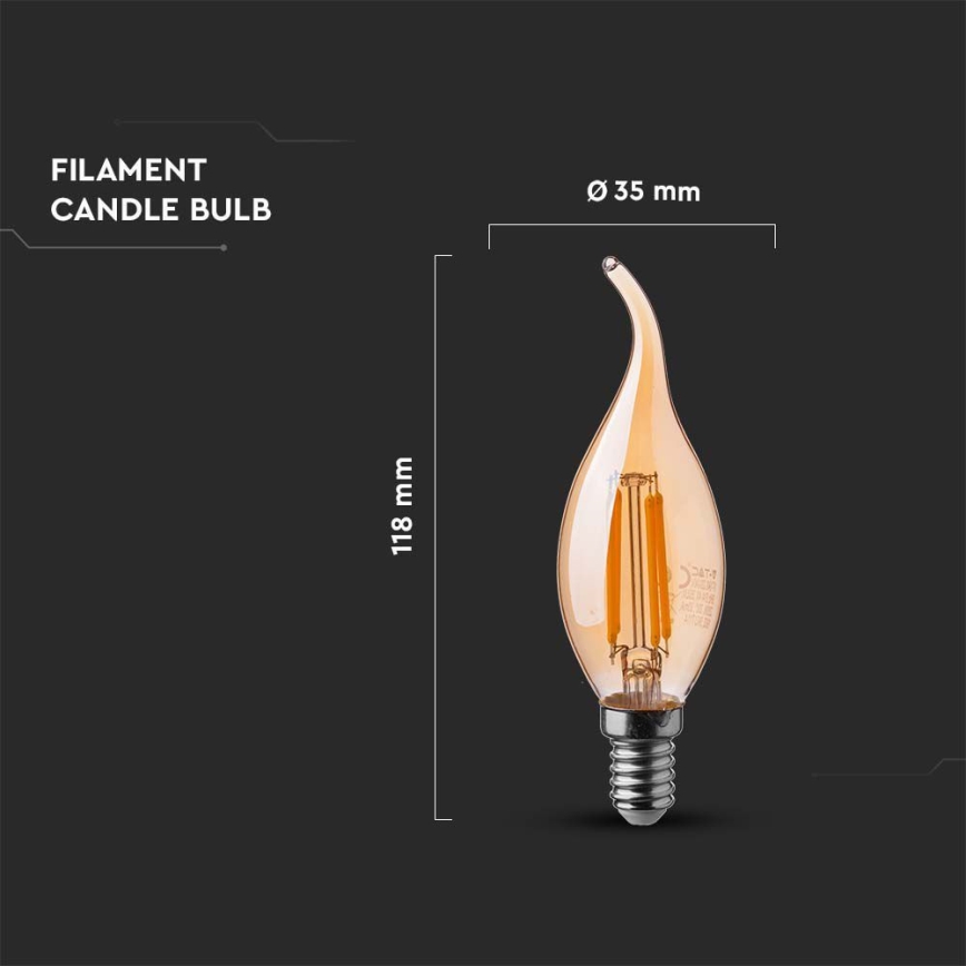 LED glödlampa FILAMENT AMBER E14/4W/230V 2200K