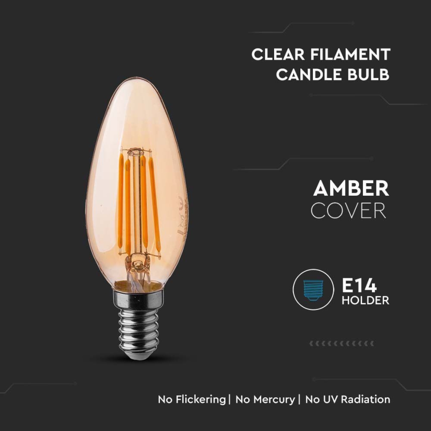 LED glödlampa FILAMENT AMBER E14/4W/230V 2200K