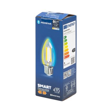 LED Ljusreglerad glödlampa FILAMENT MESH Smart C35 E27/4,5W/230V 2700-6500K - Aigostar