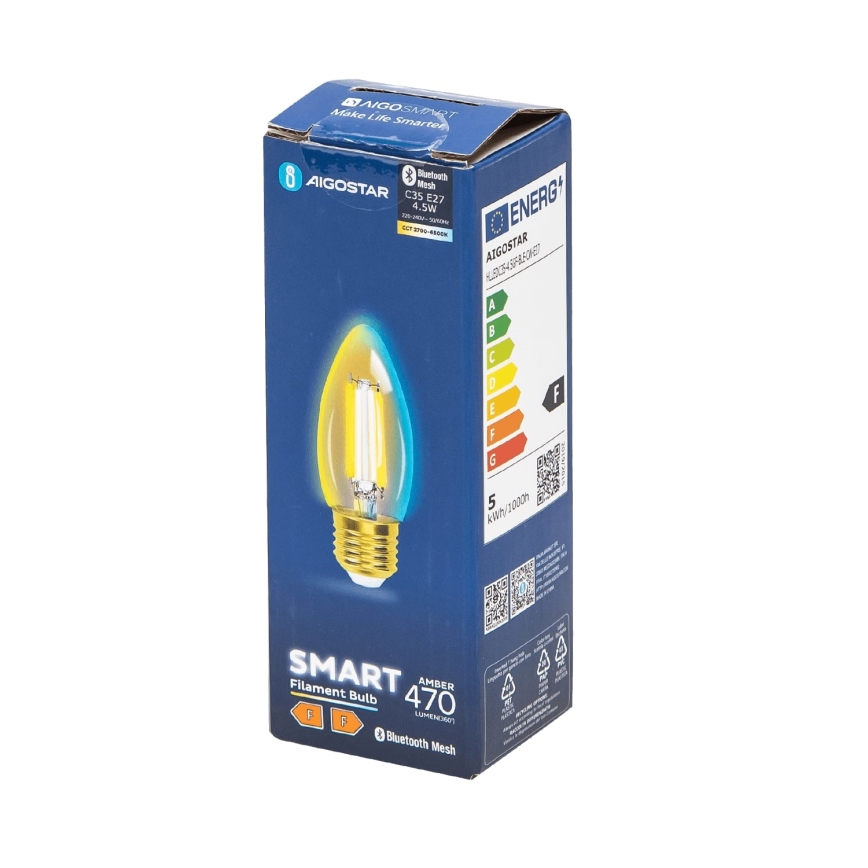 LED Ljusreglerad glödlampa FILAMENT MESH Smart C35 E27/4,5W/230V 2700-6500K - Aigostar