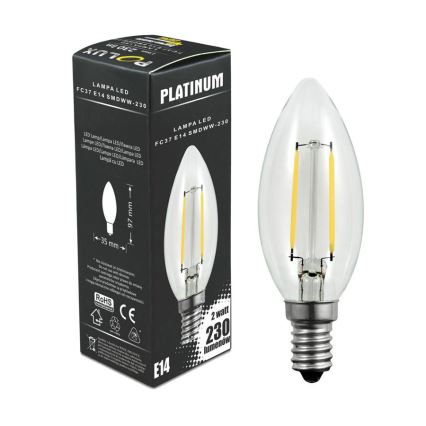 LED glödlampa FILAMENT C37 E14/2W/230V 3000K