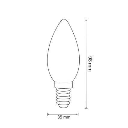 LED glödlampa FILAMENT C37 E14/2W/230V 3000K