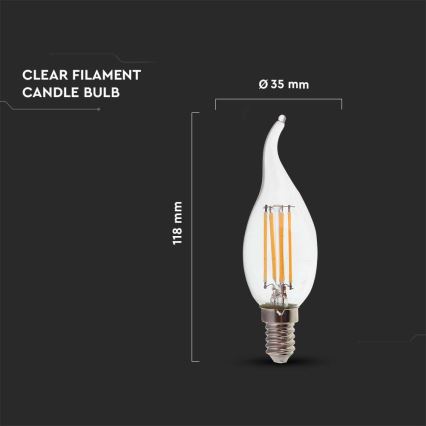 LED glödlampa FILAMENT E14/4W/230V 6500K