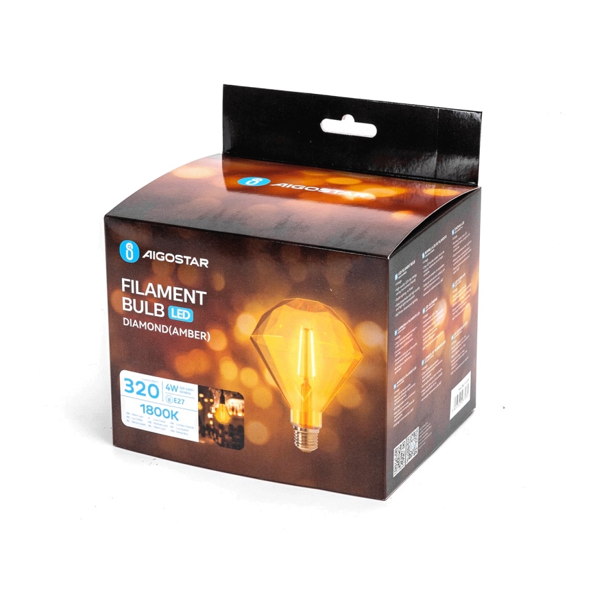 LED glödlampa FILAMENT E27/4W/230V 1800K diamant - Aigostar