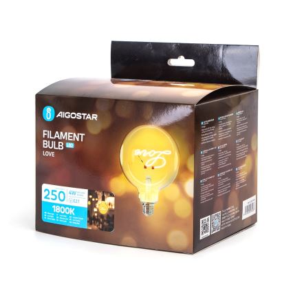LED glödlampa FILAMENT E27/4W/230V 1800K kärlek - Aigostar