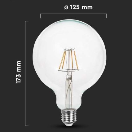 LED glödlampa FILAMENT G125 E27/10W/230V 3000K